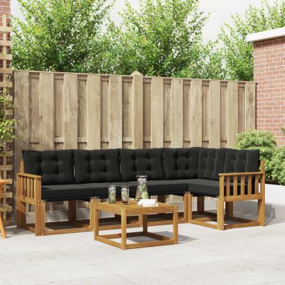 Set de canapele de exterior cu pernă 6 pcs Natural și Negru GartenMobel Dekor