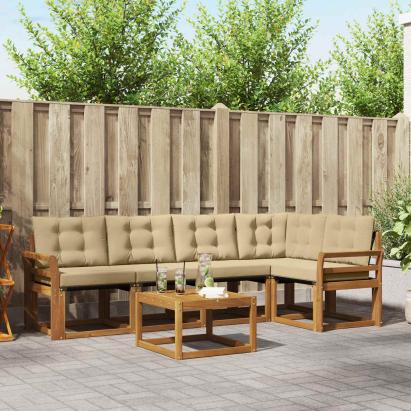 Set de canapele de exterior cu pernă 6 pcs Natural și Bej GartenMobel Dekor