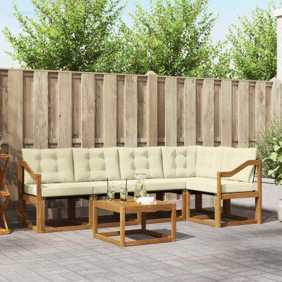 Set de canapele de exterior cu pernă 6 pcs Natural și Crem GartenMobel Dekor