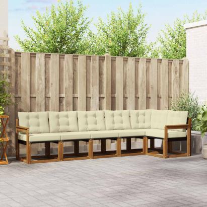 Set de canapele de exterior cu pernă 6 pcs Natural și Crem GartenMobel Dekor
