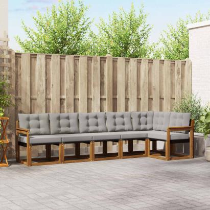 Set de canapele de exterior 6 pcs Gri natural și deschis GartenMobel Dekor