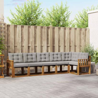 Set de canapele de exterior 6 pcs Gri natural și deschis GartenMobel Dekor