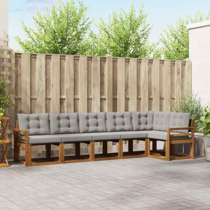 Set de canapele de exterior 6 pcs Gri natural și deschis GartenMobel Dekor