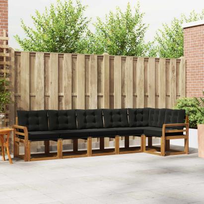 Set de canapele de exterior cu pernă 6 pcs Natural și Negru GartenMobel Dekor