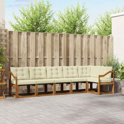 Set de canapele de exterior cu pernă 6 pcs Natural și Crem GartenMobel Dekor