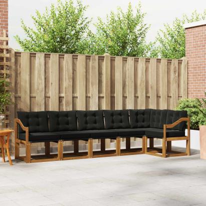 Set de canapele de exterior cu pernă 6 pcs Natural și Negru GartenMobel Dekor