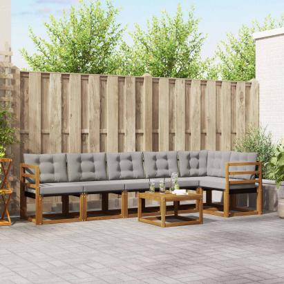 Set de canapele de exterior 7 pcs Gri natural și deschis GartenMobel Dekor