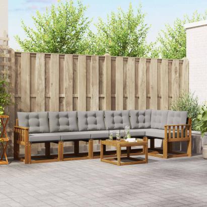 Set de canapele de exterior 7 pcs Gri natural și deschis GartenMobel Dekor