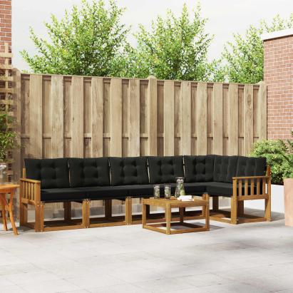 Set de canapele de exterior cu pernă 7 pcs Natural și Negru GartenMobel Dekor