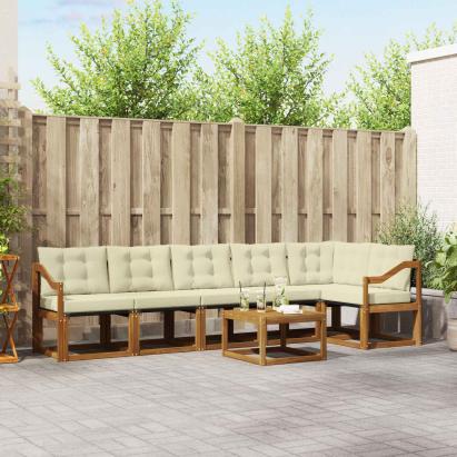 Set de canapele de exterior cu pernă 7 pcs Natural și Crem GartenMobel Dekor