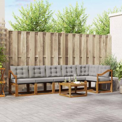 Set de canapele de exterior 7 pcs Gri natural și deschis GartenMobel Dekor
