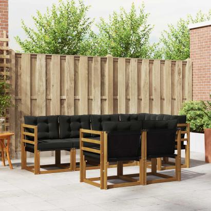 Set de canapele de exterior cu pernă 7 pcs Natural și Negru GartenMobel Dekor