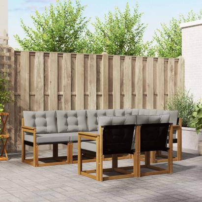 Set de canapele de exterior 7 pcs Gri natural și deschis GartenMobel Dekor