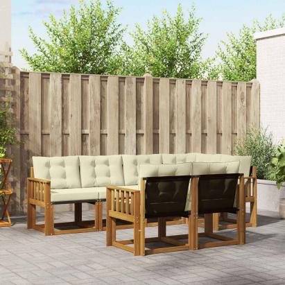 Set de canapele de exterior cu pernă 7 pcs Natural și Crem GartenMobel Dekor