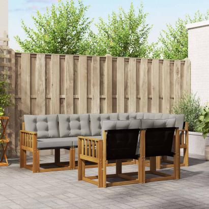 Set de canapele de exterior 7 pcs Gri natural și deschis GartenMobel Dekor
