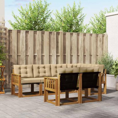 Set de canapele de exterior cu pernă 7 pcs Natural și Bej GartenMobel Dekor