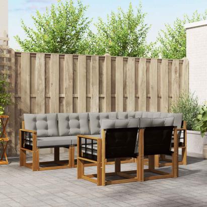 Set de canapele de exterior 7 pcs Gri natural și deschis GartenMobel Dekor