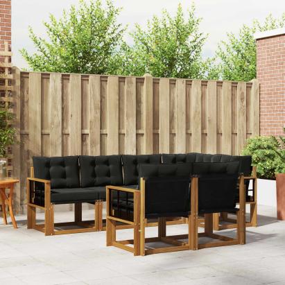 Set de canapele de exterior cu pernă 7 pcs Natural și Negru GartenMobel Dekor