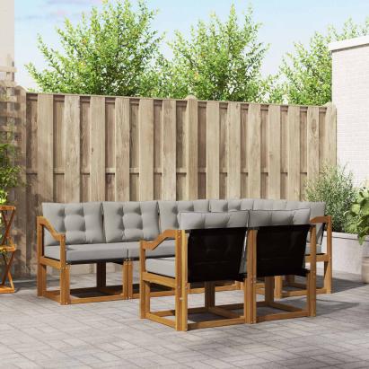 Set de canapele de exterior 7 pcs Gri natural și deschis GartenMobel Dekor
