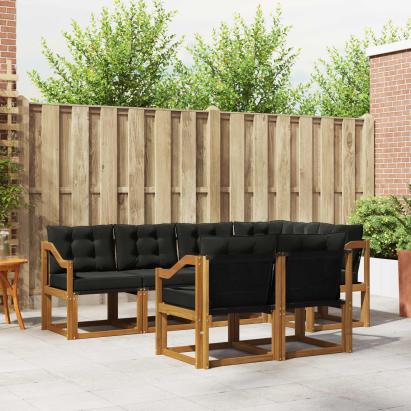 Set de canapele de exterior cu pernă 7 pcs Natural și Negru GartenMobel Dekor