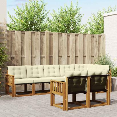 Set de canapele de exterior cu pernă 8 pcs Natural și Crem GartenMobel Dekor