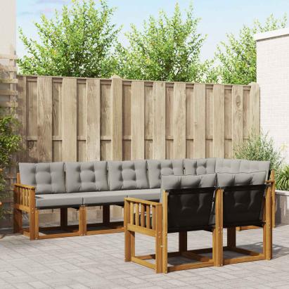 Set de canapele de exterior 8 pcs Gri natural și deschis GartenMobel Dekor