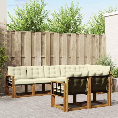 Set de canapele de exterior cu pernă 8 pcs Natural și Crem GartenMobel Dekor