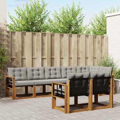 Set de canapele de exterior 8 pcs Gri natural și deschis GartenMobel Dekor