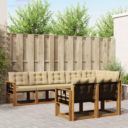 Set de canapele de exterior cu pernă 8 pcs Natural și Bej GartenMobel Dekor