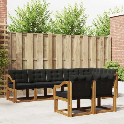 Set de canapele de exterior cu pernă 8 pcs Natural și Negru GartenMobel Dekor