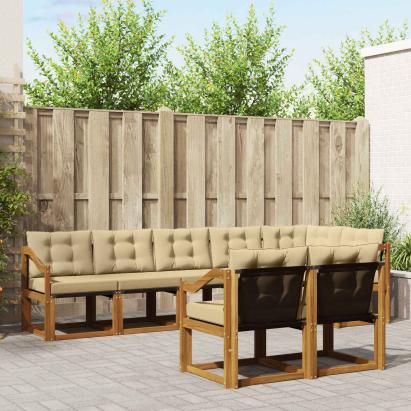 Set de canapele de exterior cu pernă 8 pcs Natural și Bej GartenMobel Dekor
