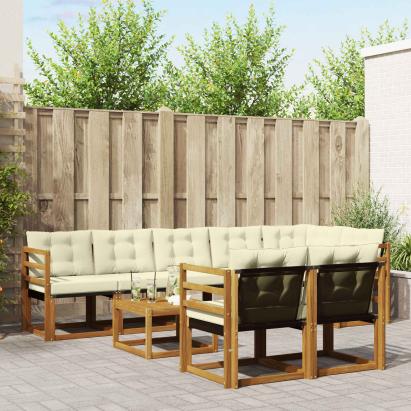 Set de canapele de exterior cu pernă 9 pcs Natural și Crem GartenMobel Dekor