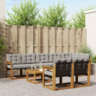 Set de canapele de exterior 9 pcs Gri natural și deschis GartenMobel Dekor
