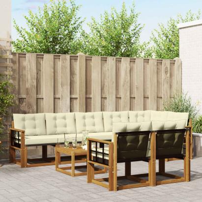 Set de canapele de exterior cu pernă 9 pcs Natural și Crem GartenMobel Dekor