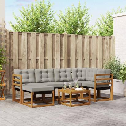 Set de canapele de exterior 7 pcs Gri natural și deschis GartenMobel Dekor