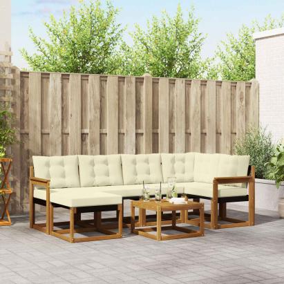 Set de canapele de exterior cu pernă 7 pcs Natural și Crem GartenMobel Dekor