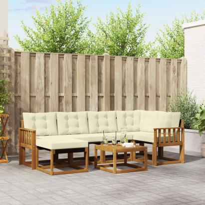 Set de canapele de exterior cu pernă 7 pcs Natural și Crem GartenMobel Dekor