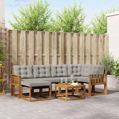 Set de canapele de exterior 7 pcs Gri natural și deschis GartenMobel Dekor