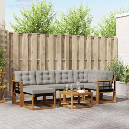 Set de canapele de exterior 7 pcs Gri natural și deschis GartenMobel Dekor