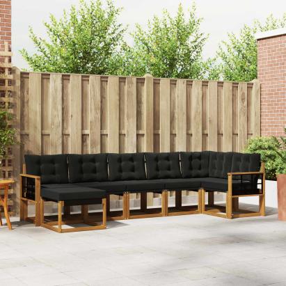 Set de canapele de exterior cu pernă 7 pcs Natural și Negru GartenMobel Dekor