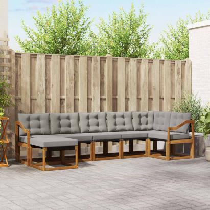 Set de canapele de exterior 7 pcs Gri natural și deschis GartenMobel Dekor