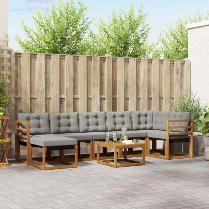 Set de canapele de exterior 8 pcs Gri natural și deschis GartenMobel Dekor