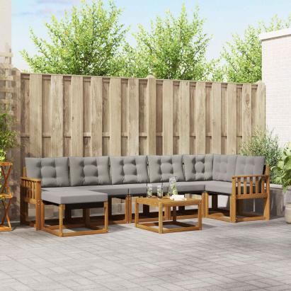 Set de canapele de exterior 8 pcs Gri natural și deschis GartenMobel Dekor