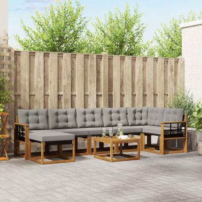 Set de canapele de exterior 8 pcs Gri natural și deschis GartenMobel Dekor