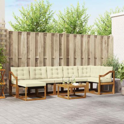 Set de canapele de exterior cu pernă 8 pcs Natural și Crem GartenMobel Dekor