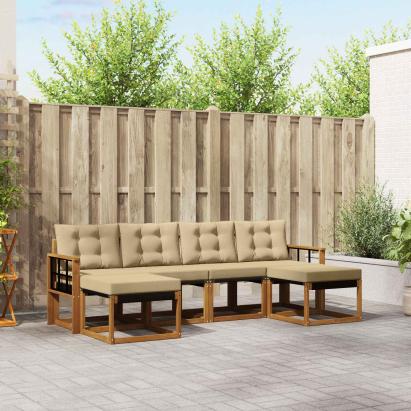 Set de canapele de exterior cu pernă 6 pcs Natural și Bej GartenMobel Dekor