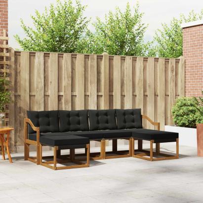 Set de canapele de exterior cu pernă 6 pcs Natural și Negru GartenMobel Dekor