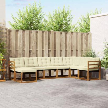 Set de canapele de exterior cu pernă 8 pcs Natural și Crem GartenMobel Dekor