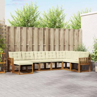 Set de canapele de exterior cu pernă 8 pcs Natural și Crem GartenMobel Dekor