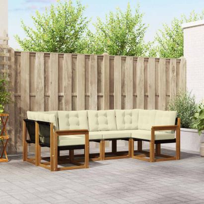 Set de canapele de exterior cu pernă 6 pcs Natural și Crem GartenMobel Dekor